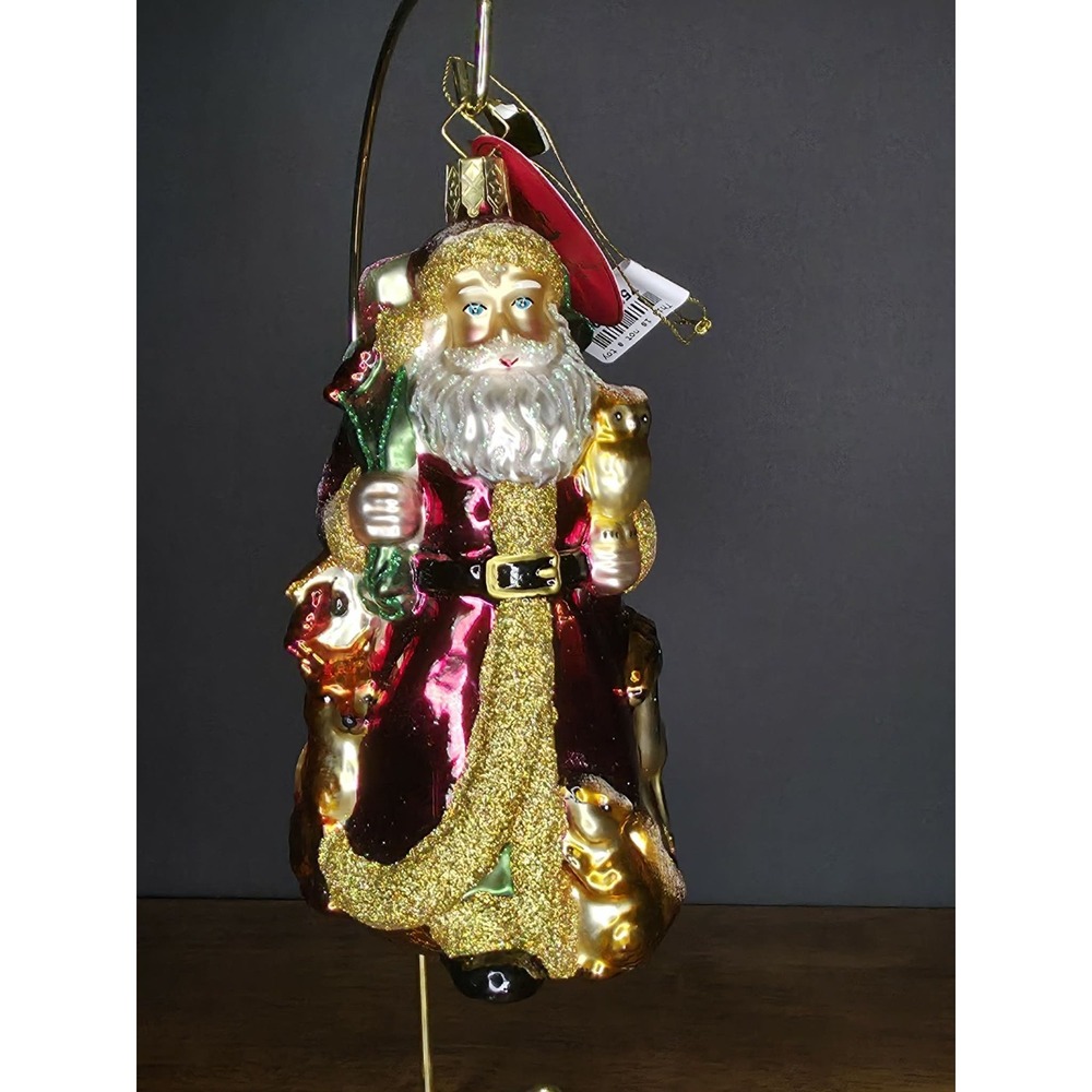 NWT Käthe Wohlfahrt Poesie in Glas Santa Forest Animals Glass Ornament 7"